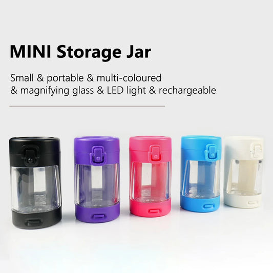 LED Herb Storage Box – 50ml Aufbewahrungsbehälter mit Vergrößerungslinse - Cannabiothek