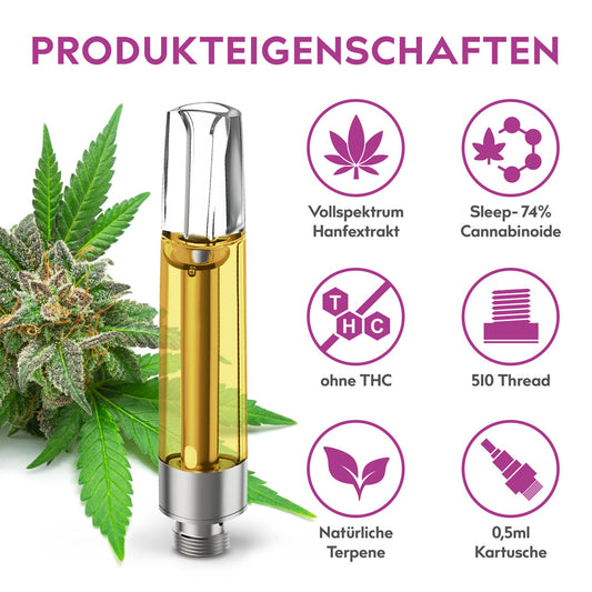 eos SLEEP CBD Extraktkartusche 74% Cannabinoide 0,5 ml - Cannabiothek