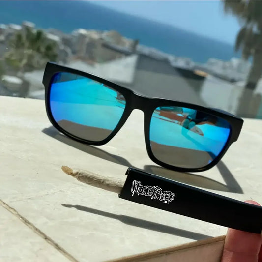 Stylische Sonnenbrille mit Röhrchen, Halter & Rollpapier-Fach - Cannabiothek