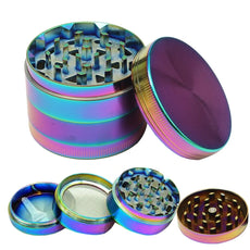 Stylischer 4-teiliger Regenbogen Aluminium-Grinder - Cannabiothek