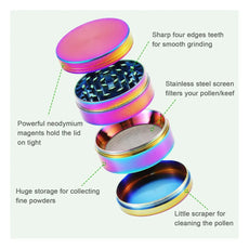 Stylischer 4-teiliger Regenbogen Aluminium-Grinder - Cannabiothek