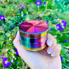 Stylischer 4-teiliger Regenbogen Aluminium-Grinder - Cannabiothek