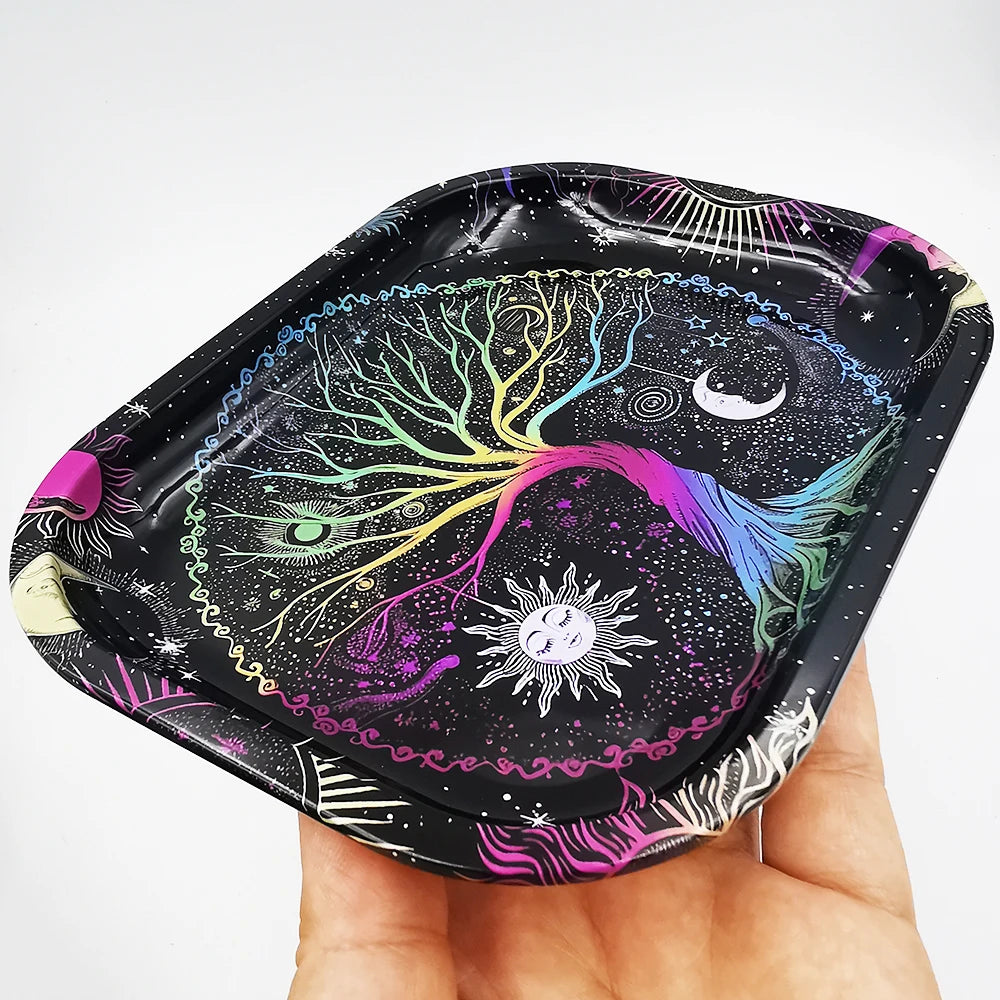 LuckyTree Metall-Rolltablett – 7,1" x 4,7" Tablett mit animiertem Design - Cannabiothek
