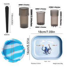 All-in-One Set – Rolltray, Grinder, Aschenbecher & Aufbewahrungsröhrchen - Cannabiothek