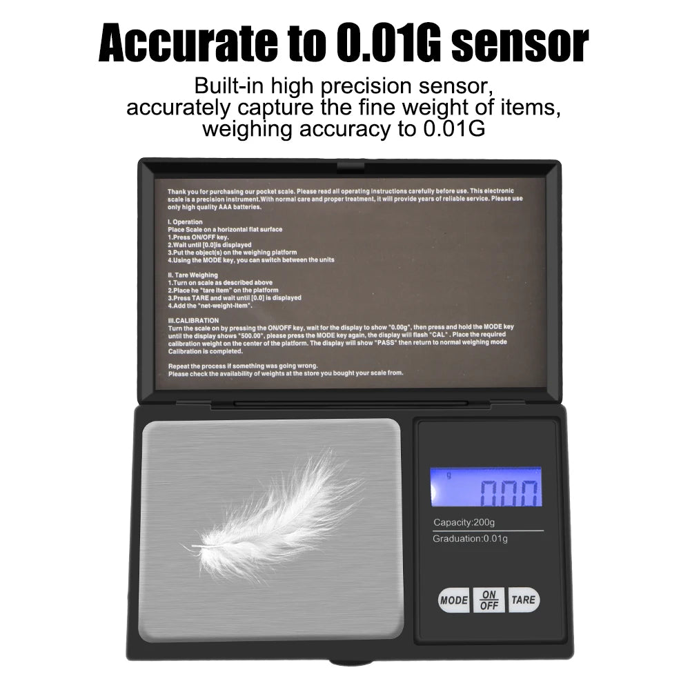 PrecisionScale 200G – Mini Digitalwaage mit 0.01G Genauigkeit - Cannabiothek