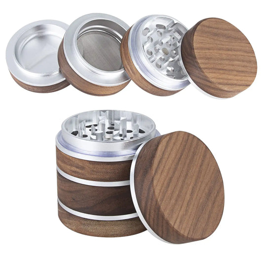 WoodAlloy 63 Hochwertige 4-Layer Holz-Aluminium Kräutermühle - Cannabiothek