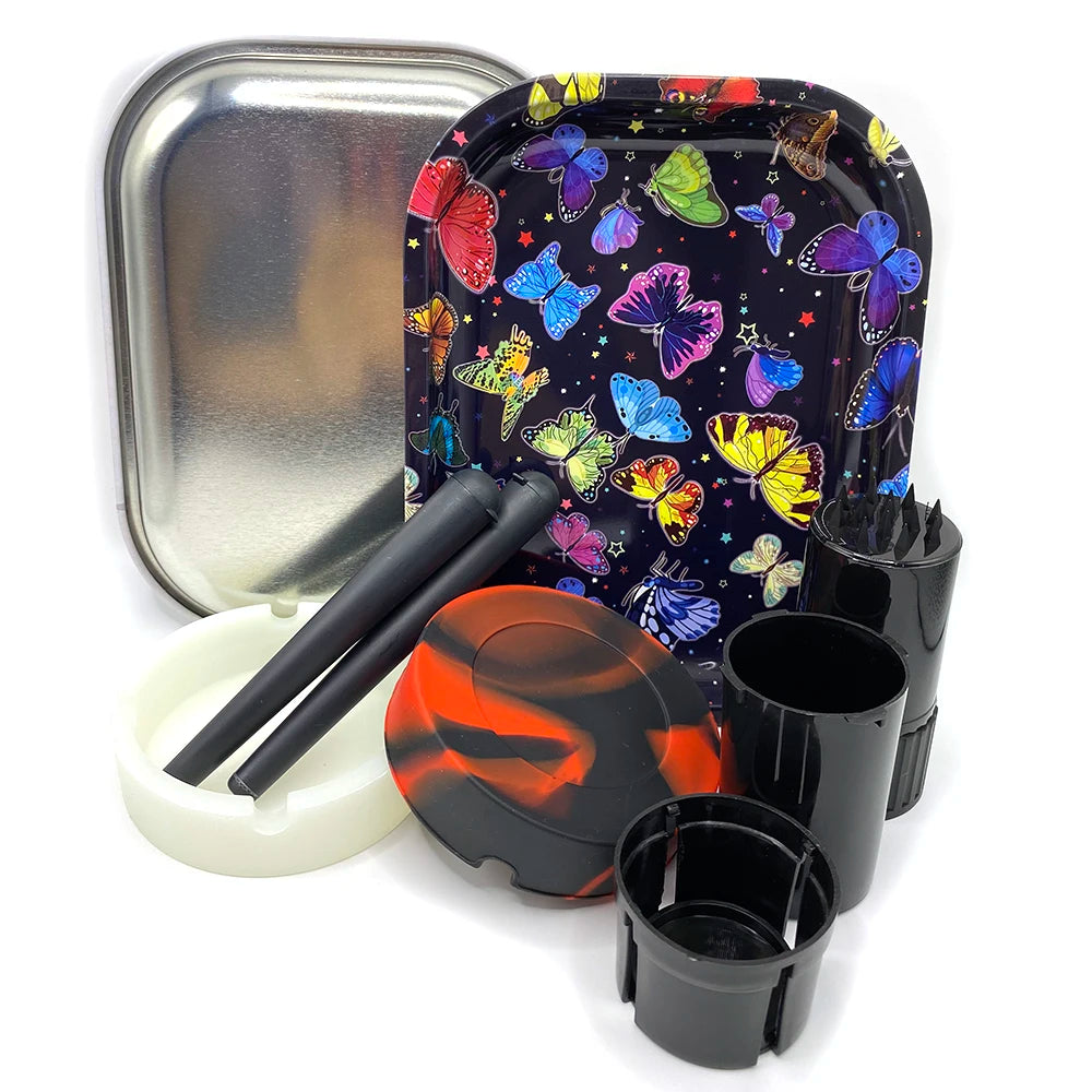All-in-One Set – Rolltray, Grinder, Aschenbecher & Aufbewahrungsröhrchen - Cannabiothek