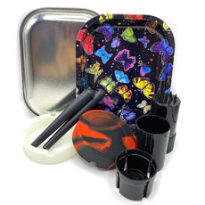 All-in-One Set – Rolltray, Grinder, Aschenbecher & Aufbewahrungsröhrchen - Cannabiothek
