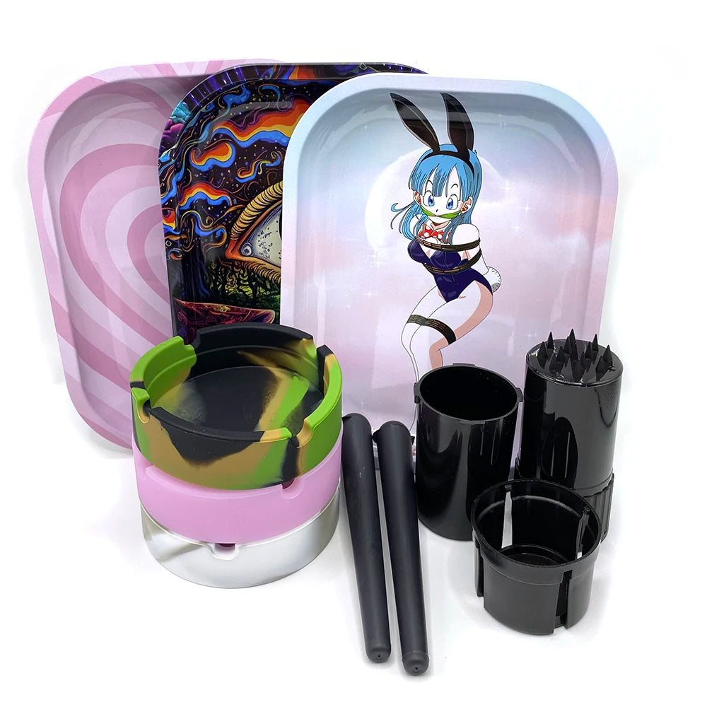 All-in-One Set – Rolltray, Grinder, Aschenbecher & Aufbewahrungsröhrchen - Cannabiothek