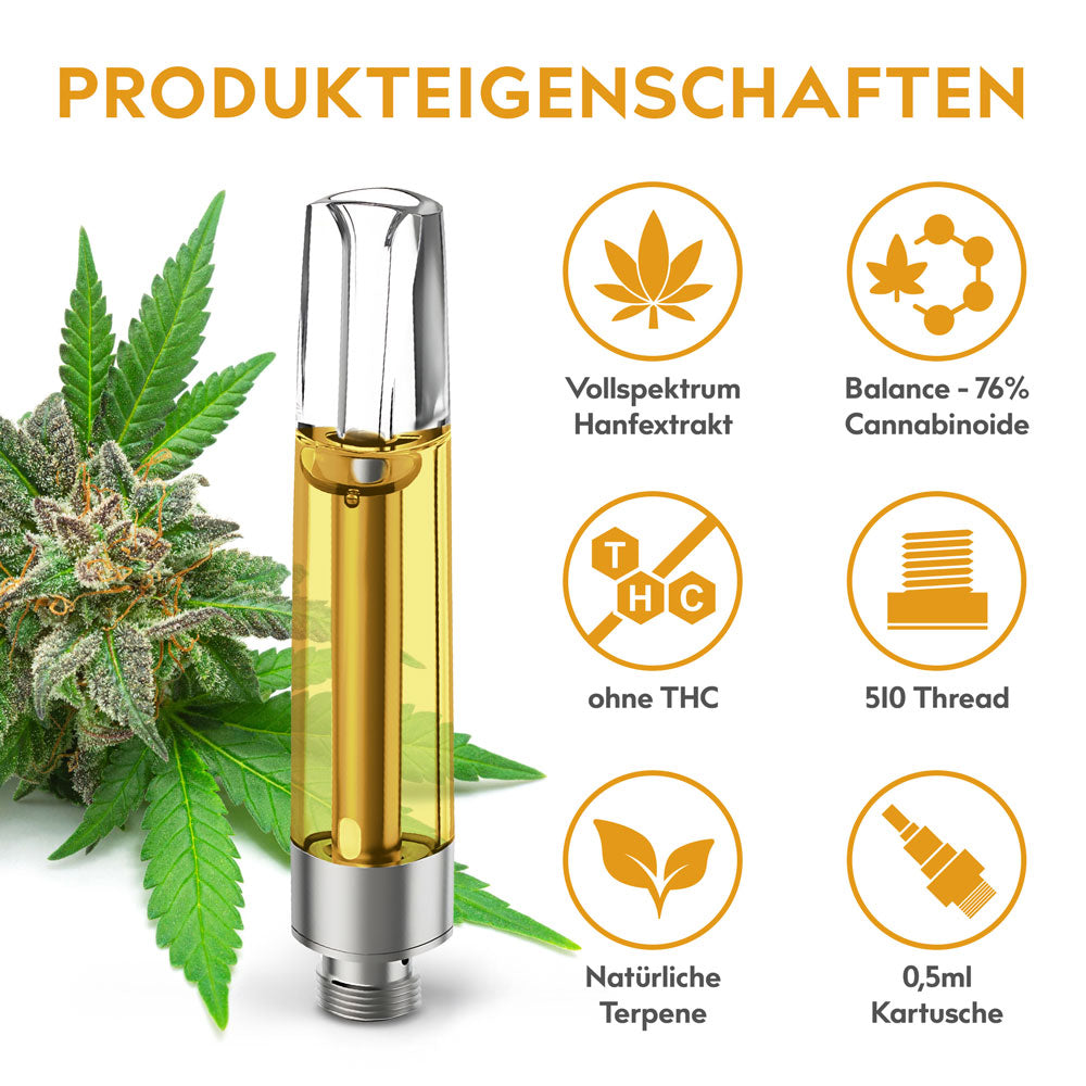eos BALANCE CBD 76% – Premium Extraktkartusche 0,5 ml